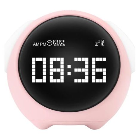 Reveil Enfant Numerique, Reveil Veilleuse avec Icône émoticône, Fonction de Thermomètre et Snooze, Recharge USB, Réveil Lumineux avec Mode de Veilleuse à Commande Vocale, pour Garçon et Fille (1/5)