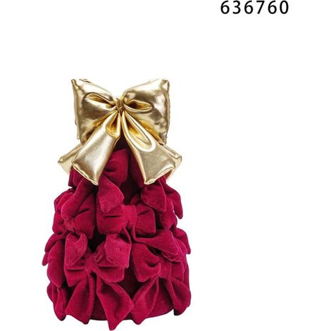 TRADE SHOP - Albero Di Natale Di Fiocchi Da 18cm Con Fiocco Dorato Addobbo Decorazione Natalizia Feste - Bordeaux (1/2)