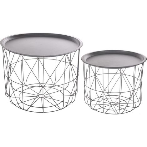 Lot de 2 tables basses à café en gris Matt Essential Mood - Design moderne et élégant pour salon (1/2)