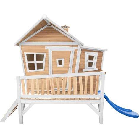 Axi Emma Maison Enfant Avec Toboggan Bleu Aire De Jeux Pour L'Extérieur En Marron & Blanc Maisonnette / Cabane De Jeu En Bois Fsc (1/5)