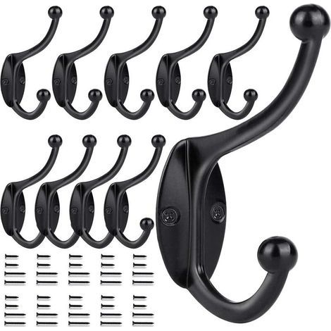 Set of 10 wall hooks, black, 100mm (1/5)