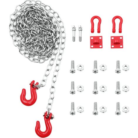 RC Voiture Crochet de remorquage remorque chaîne Ensemble 100CM chaînes de Levage + D Manille pour 1/10 RC Grue remorque Escalade Voiture sur chenilles (1/5)