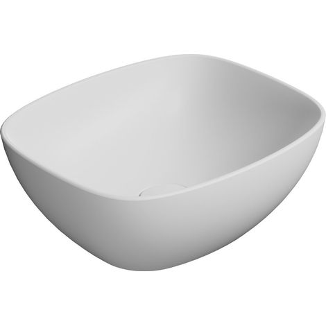 Lavabo en céramique NUBES sur plan 40x35cm, blanc mat (1/2)