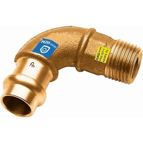 Raccord de pression en laiton rouge 3/8x15mm, raccord combiné à 90° I/A, Frabo DVGW