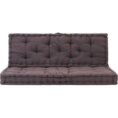 Coussins de plancher de palette lot de 2 Coton Anthracite CFW14413 (1/5)