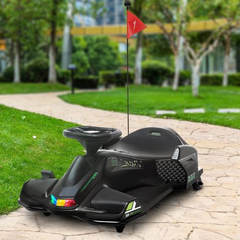 Kart à pédales électrique enfant 12V, bolide pour kids, dérive amusante, 3 vitesses réglables 3-8 km/h, dimensions 90x53x99 cm, châssis noir robuste (1/5)