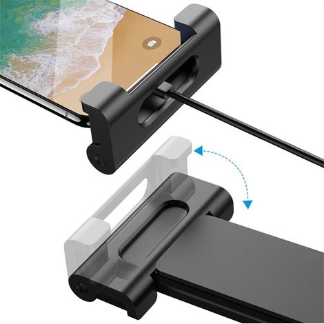 Support tablette telephone voiture rotatif pivotant universel pour appui-tete et aeration, extensible a clip serrage rapide, ABS silicone (1/4)