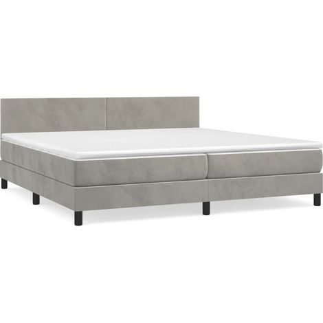 Lit à sommier tapissier et matelas Gris clair 200x200 Velours 3 (1/5)