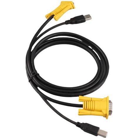 Câble KVM - VGA 15 Broches Mâle + USB A + USB B - Pour Commutateur KVM et PC - 1,5 M (1/5)