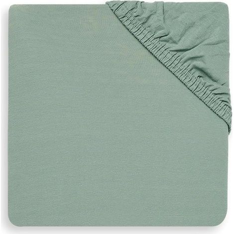Drap-housse jersey 100% coton extensible vert cendré pour lit bébé 60x120 cm housse de matelas douce et confortable (1/5)