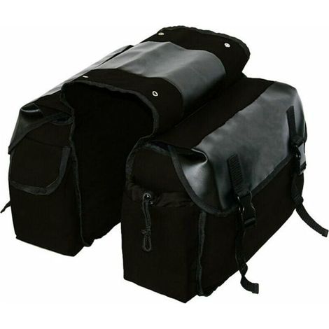 Sacoche de selle de moto de grande capacité - Sac à outils latéral de voyage en toile imperméable, accessoires de moto - Noir. (1/5)
