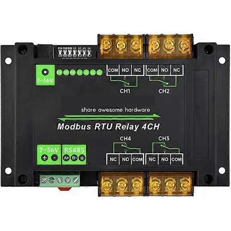 Module relais 4 canaux sur rail DIN, protocole Modbus RTU, RS485, module relais haute intensité, circuit de protection d'isolation varié (1/5)