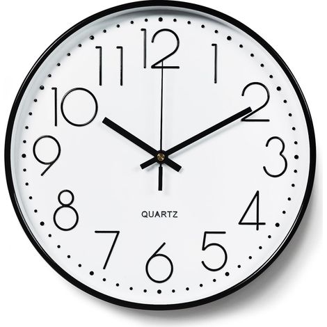 30cm Horloge Murale Silencieuse sans Tic-tac, Pendules Murales Décorative Ronde, Chiffres Arabes Murale Facile à Lire, Horloge Murale à Quartz pour Chambre, Salon, Cuisine, Bureau (1/5)