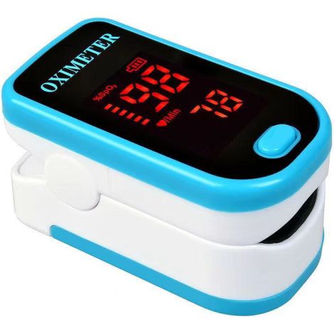 Ossimetro da dito professionale, pulsossimetro elettronico digitale con cardiofrequenzimetro, misuratore di saturazione del sensore di ossigeno, bianco e blu