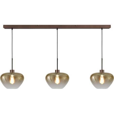 Suspension 3 lumières Genua marron avec verre doré Ø 29cm - 2971-15-15-130-3-29 (1/2)