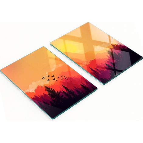 Taglieri da cucina decorativi in vetro con paesaggio montano, 2x40x52 cm (1/5)