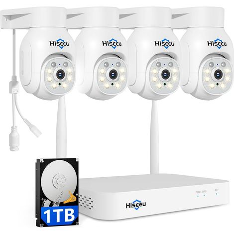 Kit Caméra de Surveillance WiFi Extérieure 5MP PTZ, NVR 10 Canaux avec Disque Dur 1To, Vision Nocturne Couleur, Détection Humaine, Alarme Sonore, Accès à Distance (1/5)