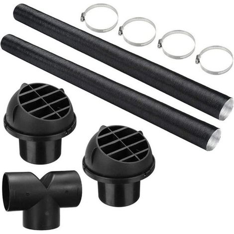 Tubi flessibili per riscaldamento auto in alluminio da 75 mm - Raccordo a T per uscite e bocchette di ventilazione - Tubi per aria calda e fredda rinforzati ad alta temperatura con fascette (1/5)