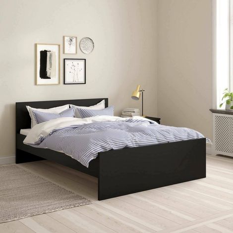 Cama Plaza y Media Gustava, Dimensión Colchón 140x190 cm, Negro (1/5)