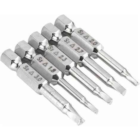 GABRIELLE 5PCS Embouts de Tournevis Magnétique à Tête Triangulaire Set S2 Acier 1,8mm, 2mm, 2,3mm, 2,7mm, 3mm, Tige 6.35mm Hexagonale, Longueur de 50mm