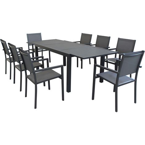 DEXTER - set tavolo in alluminio cm 160/240 x 90 x 75 h con 8 poltrone Venus (1/4)