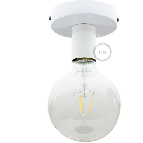 Fermaluce Metal, il punto luce in metallo a parete o soffitto  Senza lampadina - Bianco lucido - No