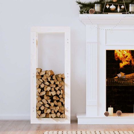 Support pour bois de chauffage Porte-bûches - Abri de stockage pour jardin - Blanc 41x25x100 cm Bois de pin BV581973 - BonneVie (1/5)