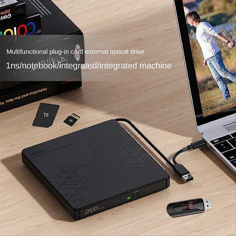Lecteur CD/DVD externe USB 3.0/Type-C Adaptateur CD/DVD ROM +/-RW (1/5)