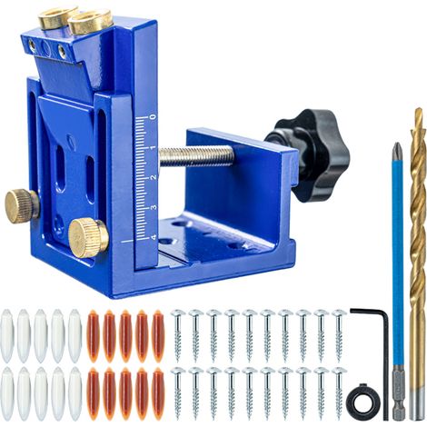 Kit gabarit trou poche réglable, vis portable, chevilles travail bois armoire, 15°, 12-45mm (1/5)