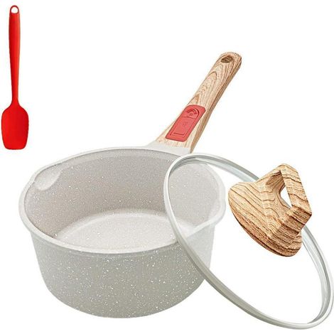 Casserole 16cm avec couvercle, antiadhésive, manche amovible, tous feux, four, blanc (1/5)