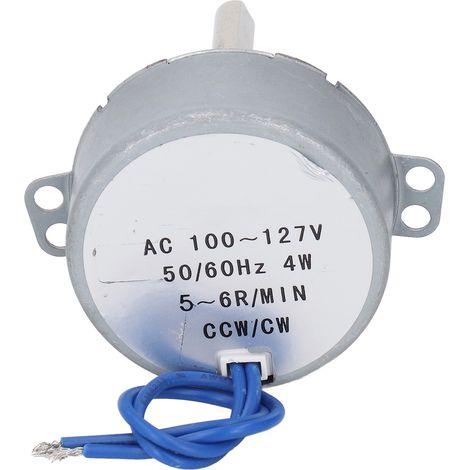 Moteur Synchrone AC 100-127V 5-6 tr/min 4W CW CCW, arbre 28mm de long, Ø6.5mm - Moteur à courant alternatif (1/5)