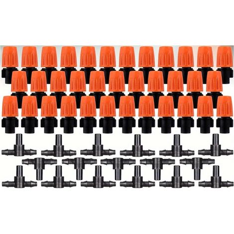 Packung mit 100 einstellbaren Mikro-Sprühdüsen für die Gartenbewässerung, Sprühkopf (orange) (1/5)