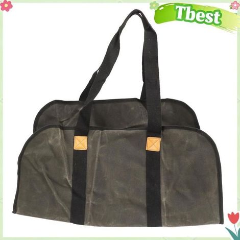Tbest Transporteur de bois de chauffage en toile cirée Porte-bûches en Toile Cirée Vert foncé, Sac à Bois de sport materiel (1/5)