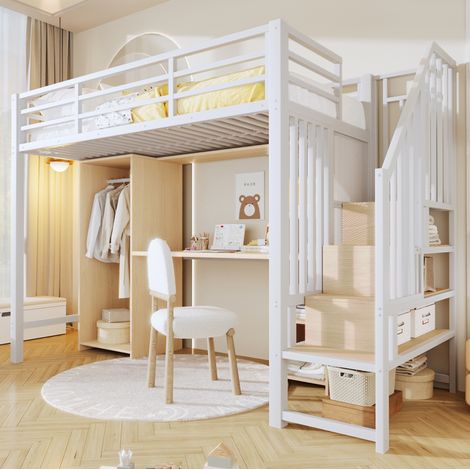 letto struttura letto 90x200 con scrivania bianco OKMYHOME