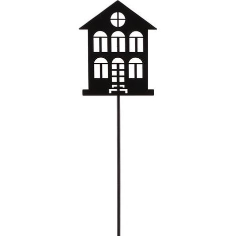 TrendLine Deko Eisen Figurenstecker Haus 35 x 0,5 x 7,5 cm schwarz Figur