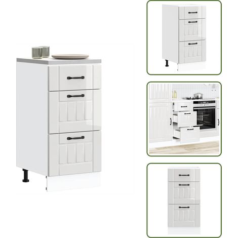 vidaXL Küchen-Unterschrank Lucca Hochglanz-Weiß Holzwerkstoff (1/5)