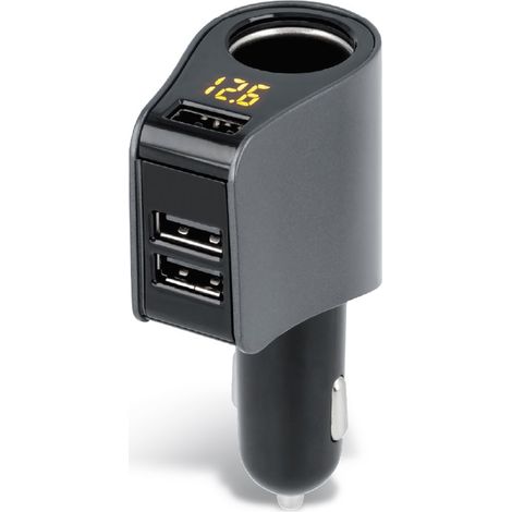 USB Handy Ladgerät KFZ Auto Zigarettenanzünder Adapter mit Display für Handy / Smartphone (1/2)