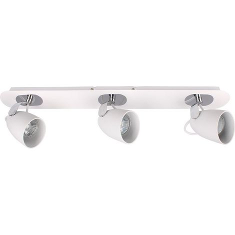 Italux Oxford - Spots Modernes Chrome, Blanc 3 Lumières avec Abat-Jour Blanc, GU10