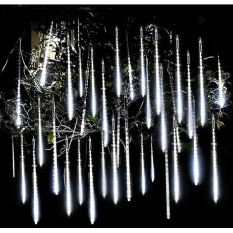 Prix de l'UE - Bleu - Guirlande de lumières Led pour l'extérieur, 8 Tubes de 30cm, pluie de météores, décor (1/3)