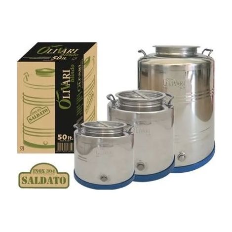 BIDONE FUSTO CONTENITORE IN ACCIAIO INOX OLIVARI BLINDO LT.15