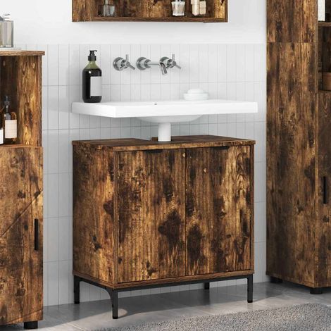 Waschbeckenschrank Geräucherte Eiche 60,5 x 33,5 x 61 cm