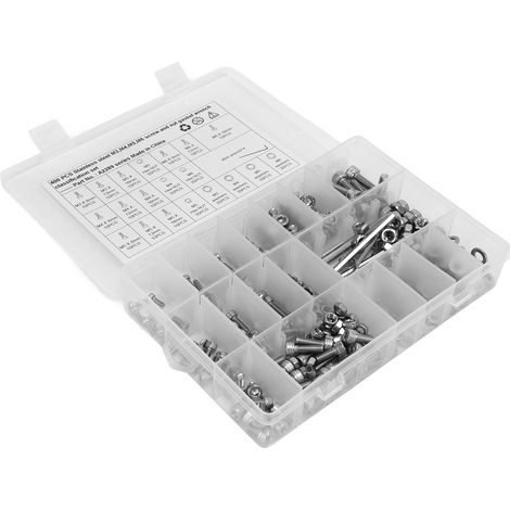 400 Sechskantschrauben und -muttern M3, M4, M5, M6, aus Edelstahl 304, universell für Pkw und Lkw (1/5)