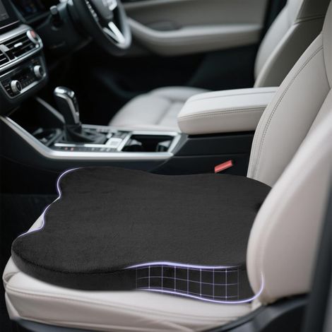 Coussin Voiture Conducteur, Coussin de Siège en Rehausseur Voiture, Coussin de Chaise de Bureau Noir, Coussin Compensé en Mousse à Mémoire de Forme pour Chaise Bureau et Maison (1/5)