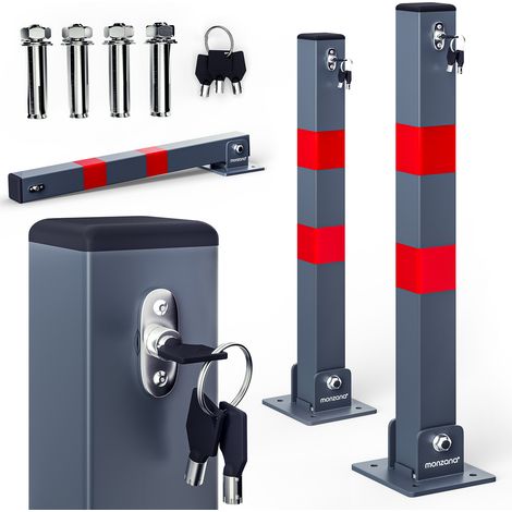Poteau de stationnement, de parking, barrière de stationnement pliable avec clés 2x
