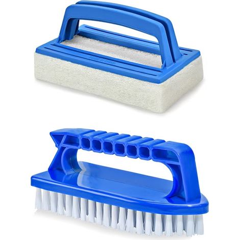 Juego de 2 cepillos para piscinas, con cerdas suaves y duras, para eliminar algas y suciedad, aptos para vinilo y hormigón. (1/5)