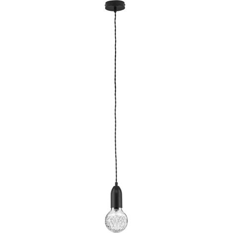 Merano Kitimat Plafonnier Slim Suspension Métal Noir, Verre Clair LED G9