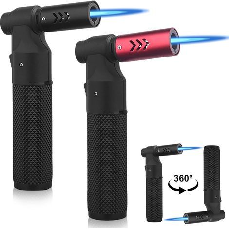 2 pièces de chalumeau de cuisine, flambeur de cuisine, chalumeau Bunsen rechargeable, flamme jet réglable, flambeur pour caraméliser les desserts, cuisine à domicile, barbecue (butane non inclus) (1/5)