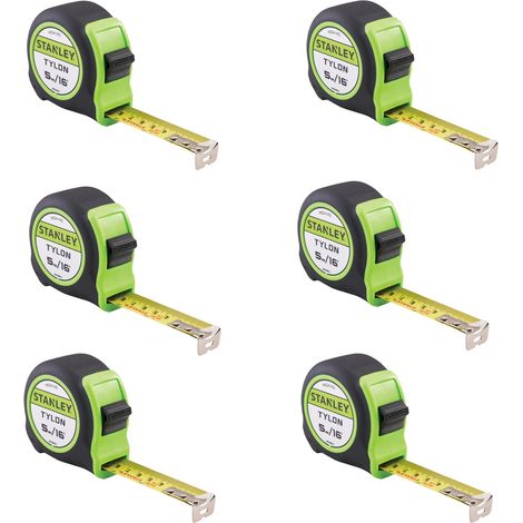 X6 Stanley Hi-Vis 5m 16ft Tylon Tape Measure Green STA130696NHV STA130602HG