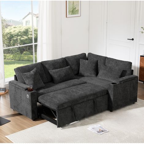 Divano letto angolare contenitore chenille 206 cm OKMYHOME (1/5)