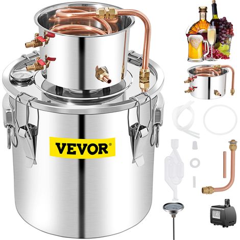 VEVOR Destilador de Agua de Alcohol 50 L Alambique para Destilación Casera 1 Barril Serpentín Destilador de Agua de Acero Inoxidable para Elaborar Whisky, Vino, Brandy, Vodka, Ron (1/5)